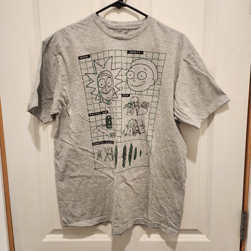 Ripple Junction Brand Adult Swim Gray Rick and Morty Print T-Shirt, Size XL
